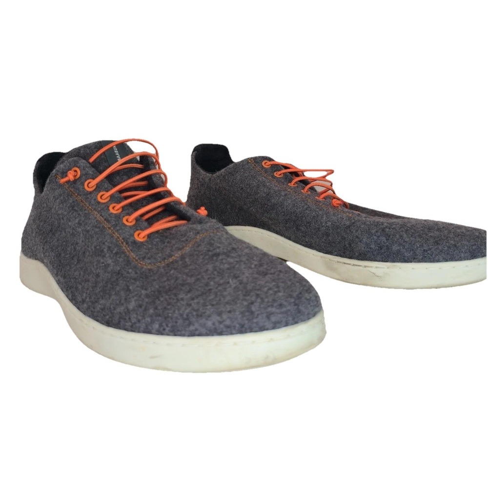 Baabuk Urban Wooler‎ Shoes Men 10.5 Gray Felt Sneakers Orange Laces Merino Wool